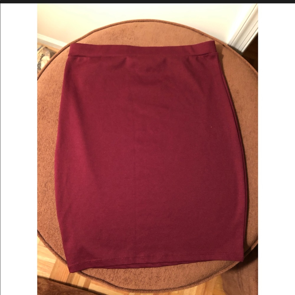 Dark Red Stretch Mini Skirt